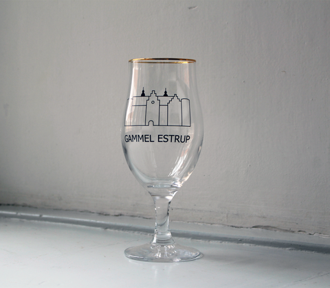 Ølglas med Gammel Estrup logo