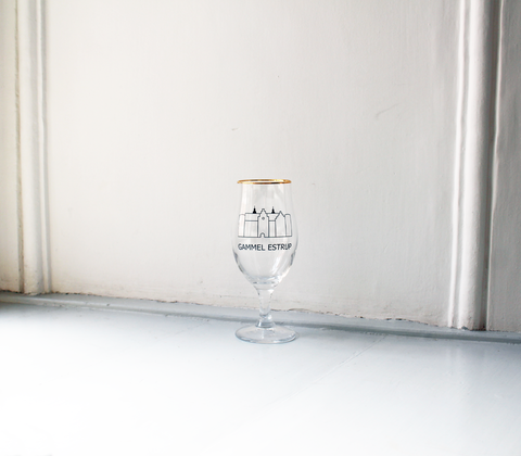 Ølglas med Gammel Estrup logo
