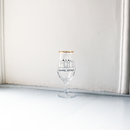 Ølglas med Gammel Estrup logo