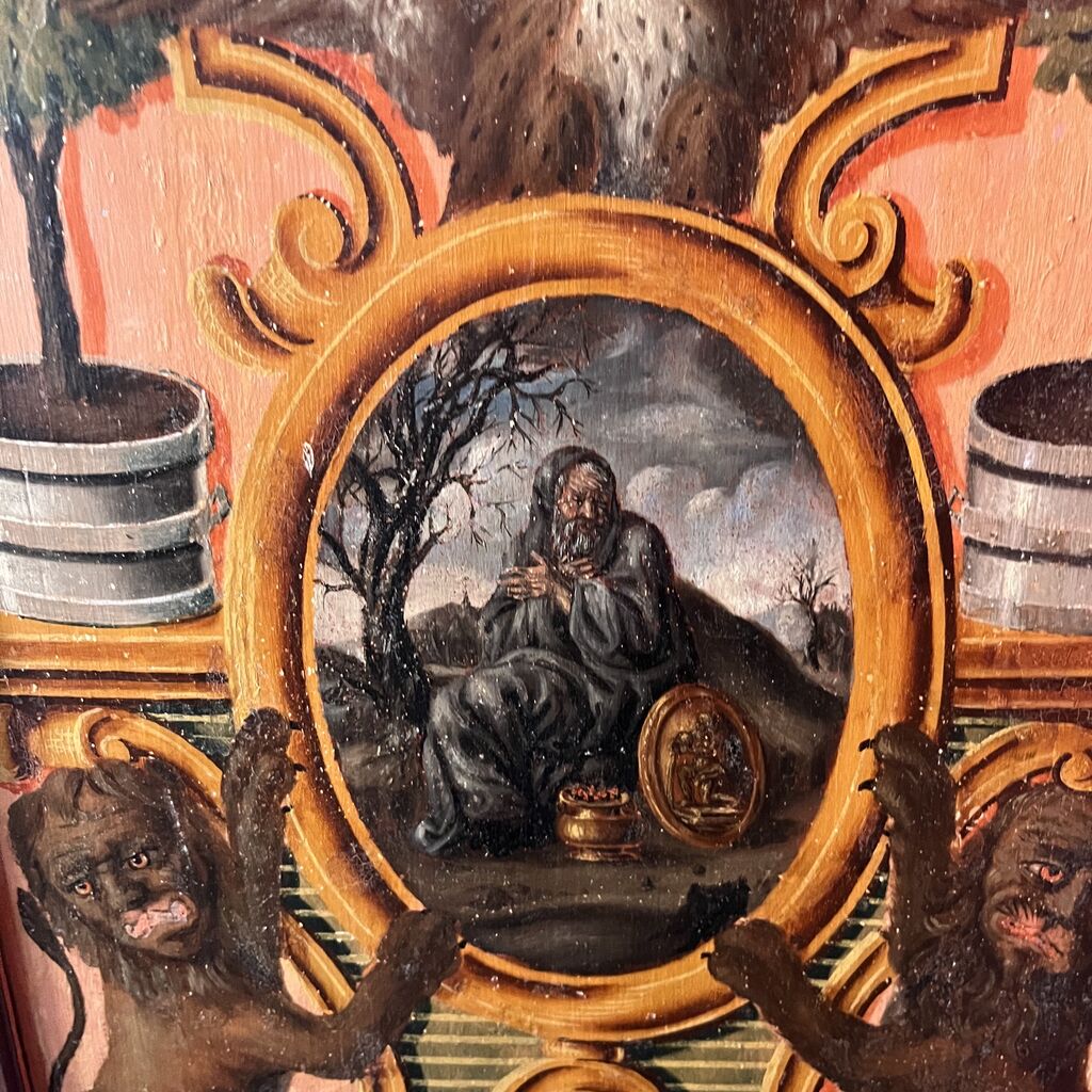 Painted panel in the Red Bedroom at Gammel Estrup